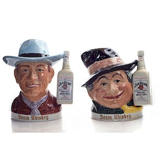 GROUP OF 2 STAFFORDSHIRE JIM BEAM WHISKY DECANTER JUGS