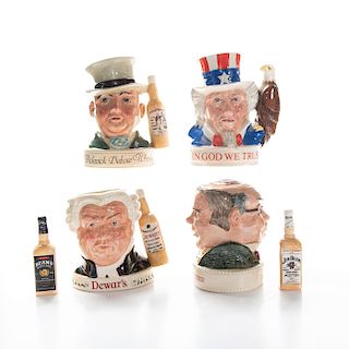 4 ROYAL DOULTON CHARACTER WHISKEY CONTAINERS