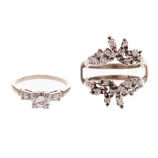 A Ladies 14K Diamond Engagement Ring & Wrap