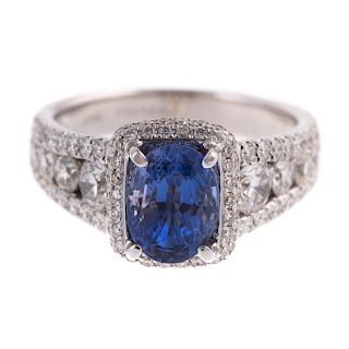 A Unheated Color Changing Sapphire & Diamond Ring