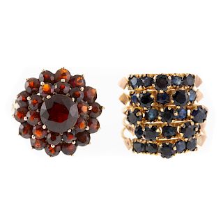 A Pair of Ladies 10K Gemstone Rings