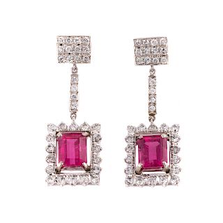 A Pair of Pink Tourmaline & Diamond Earrings