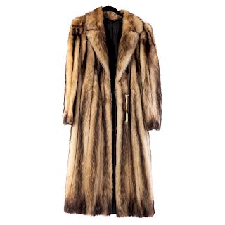 Ladies Vintage Fitch Fur Full-Length Coat
