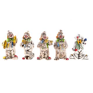 Five Hazorfim Sterling Figures of Clown Musicians