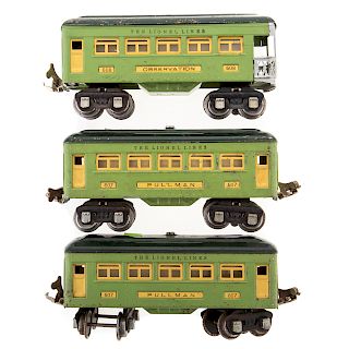 Three Lionel Lines Passenger Cars