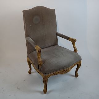 French-Style Shell Relief Open Arm Chair