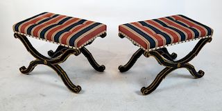 Pair Regency-Style X-Form Benches