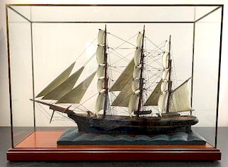 Large Encased Ship Model, 20th Century