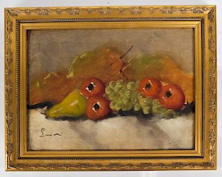 Still Life with Fruit - Framed Oil on Canvas