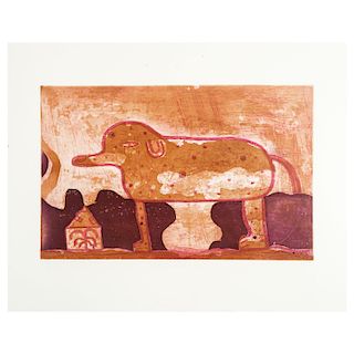 MIGUEL CASTRO LEÑERO, Perro del norte, Firmado y fechado '93. Grabado, 7/50, Enmarcado, 36 x 56 cm