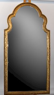 Gilt Wood Arch Top Beveled Mirror