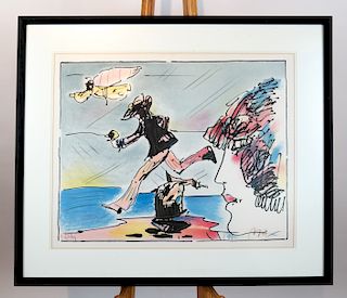 Peter MAX:  "Runner" - Embellished Lithograph