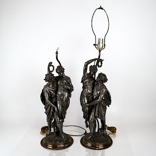 Pair of Metal Figural Lamps