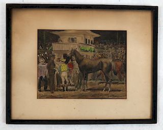 Lee TOWNSEND: Jockeys & Horse - W/C, Ink