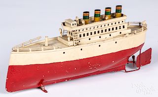 Painted tin clockwork ocean liner