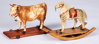 Two composition animal pull toys