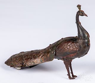 Hans Erberl tin clockwork peacock