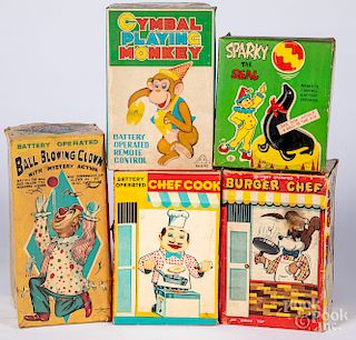 Five battery operated toys