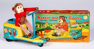 Linemar battery operated Monkey and Scooter