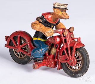 Hubley cast iron Popeye Patrol motorcycle