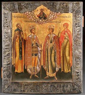 LARGE RUSSIAN ICON, IMPERIAL SAINTS