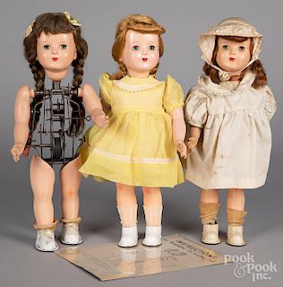 Three hard plastic Wanda the Walking Doll