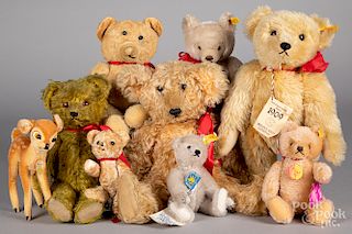 Four vintage teddy bears, etc.