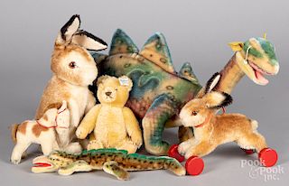 Group of vintage Steiff and plush animals