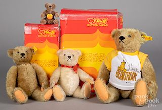 Four vintage Steiff teddy bears
