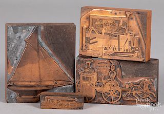 Four copper toy printer plates