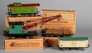 Six Lionel standard gauge train cars