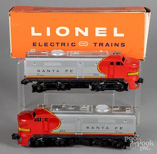 Two Lionel #212 Sante Fe train engines
