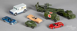 Five Dinky toy vehicles, etc.