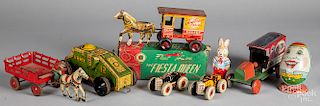 Group of tin lithograph toys