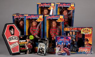 Five Nightmare on Elm Street Freddy dolls, etc.