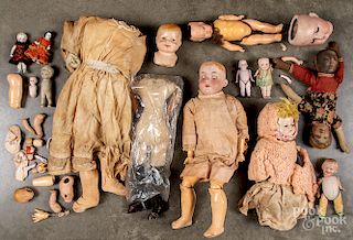 Group of bisque, composition and cloth dolls