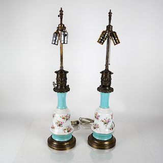 Pair Antique Porcelain Table Lamps