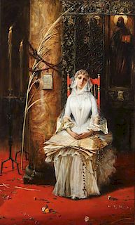 LARGE SPANISH OIL PAINTING, ARTIST SIGNED, 1889