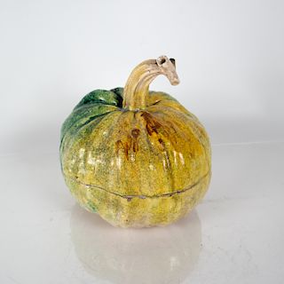 Gourd-Form Ceramic Covered Bowl