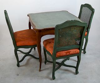 3 Yale Burge Chairs and a Game Table