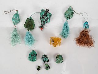 10 Turquoise Chunks & Beads, plus Yellow Quartz