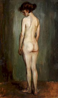 FEMALE NUDE OIL PAINTING, 1920S, SIGNED