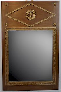 Empire-Style Partial Gilt Trumeau Mirror