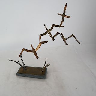 J. NICKFORE: Brass Sculpture of Birds