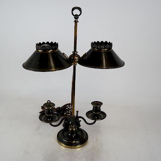 Bronze and Tole Bouillotte Lamp