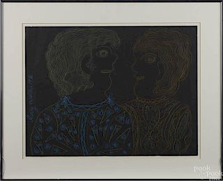 Inez Walker (American 1911-1990), chalk double po