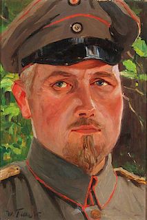 PORTRAIT OF SOLDIER, ARTIST SIGNED, 1915