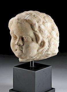 Sensitive Roman Marble Head of a Child