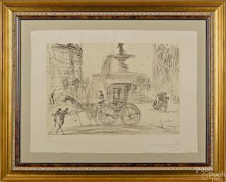 Salvador Dali etching, titled Caleche, signed,