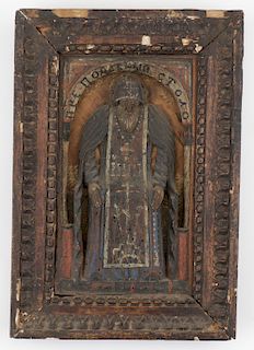 Russian Kustar Bas Relief Icon of St. Nilus, 19th Century